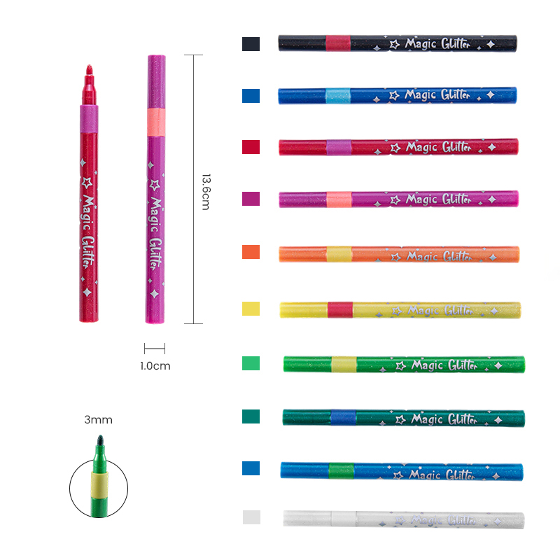 Изменение цвета. Гладкий прозрачный маркер с блестками