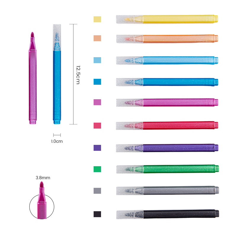 Блестящий квадратный многоцветный маркер с блестками