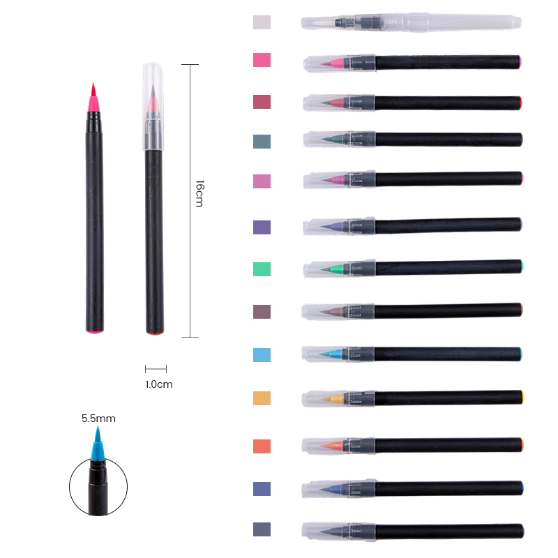 Каллиграфический маркер с мягким пером и цветной кистью