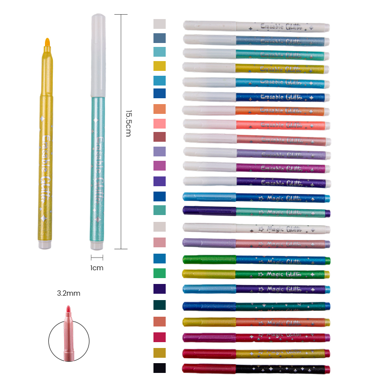 Двухголовочный стираемый маркер с блестками, меняющий цвет